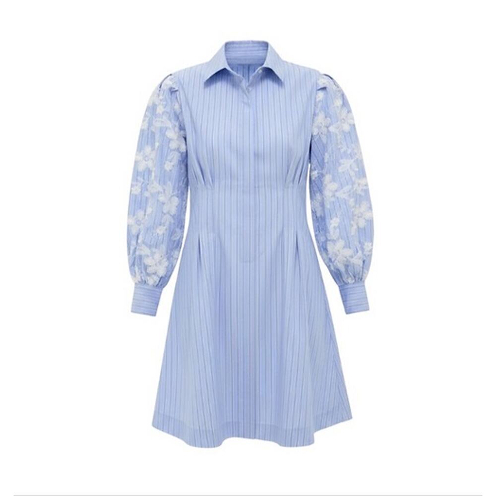 TUCKERNUCK Blue Stripe Embroidery Mini Corinne Dress Size XXXL NWT - Picture 8 of 10